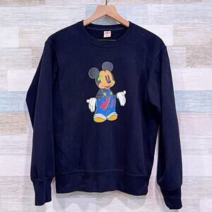 UNIQLO Mickey Mouse Painter Graphic Sweatshirt Black Crewneck Disney Womens XS